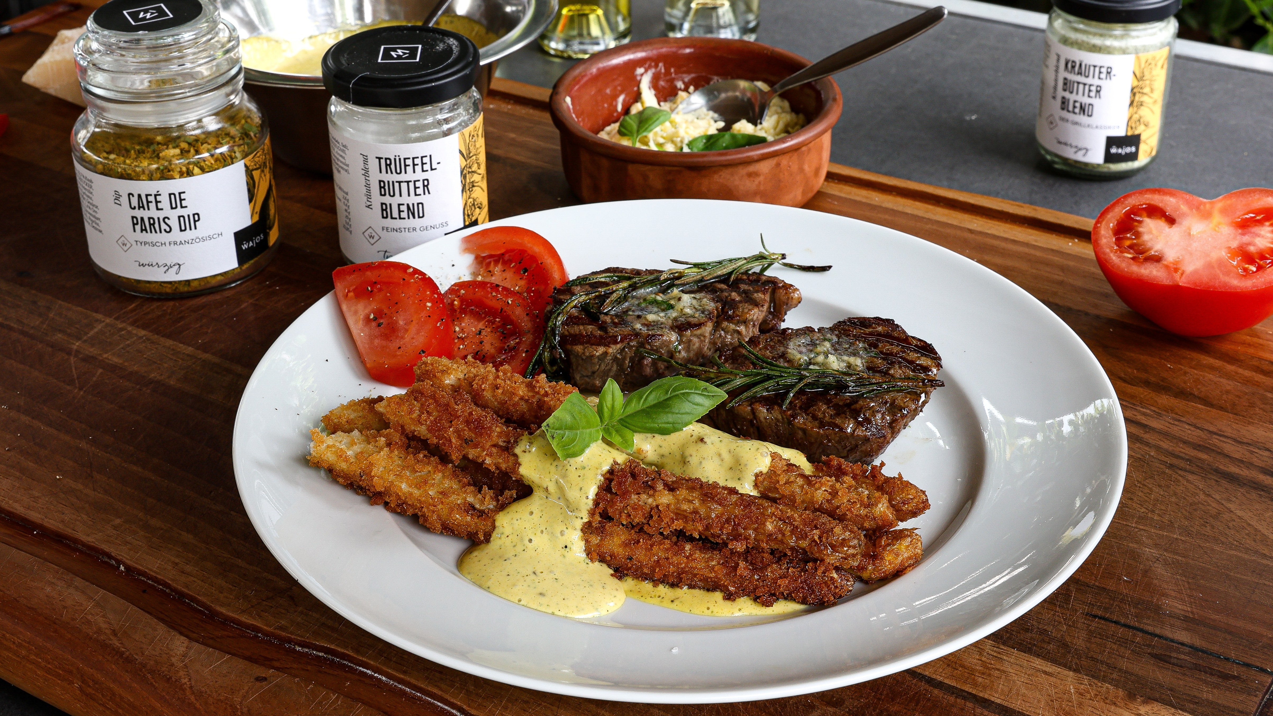 Spargel mit Parmesankrust und Rinderfilet