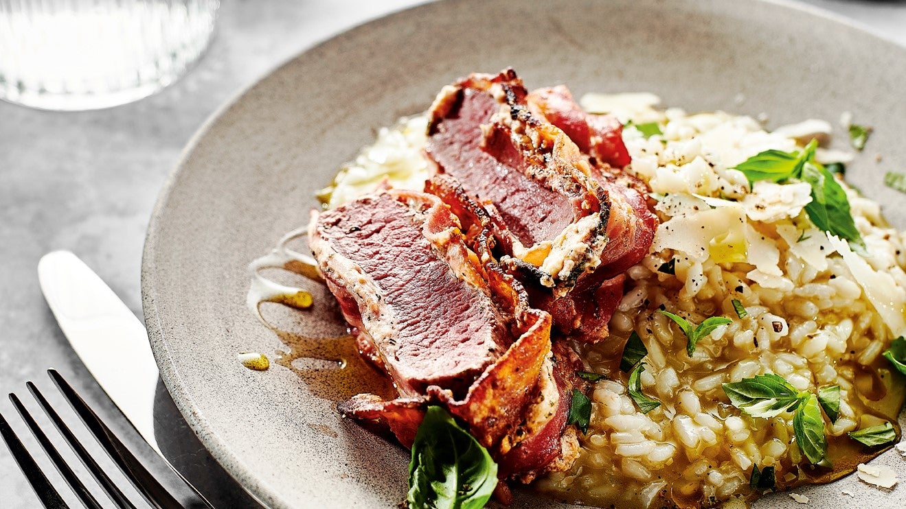 Bacon-Lamm mit Bärlauchrisotto