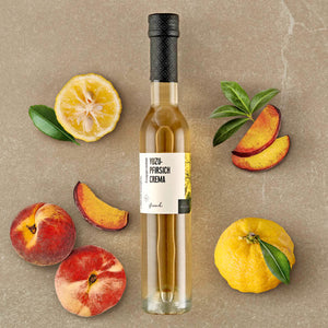 Yuzu-Pfirsich Crema dargestellt mit Aromen