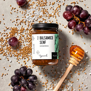 Balsamico Senf dargestellt mit Aromen