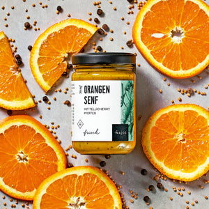 Orangen Senf dargestellt mit Aromen
