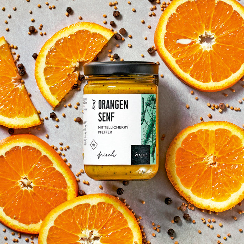 Orangen Senf dargestellt mit Aromen
