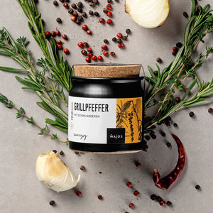 Grill Pfeffer dargestellt mit Aromen