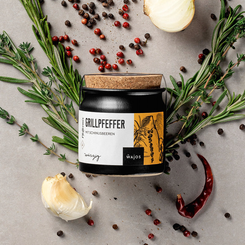 Grill Pfeffer dargestellt mit Aromen
