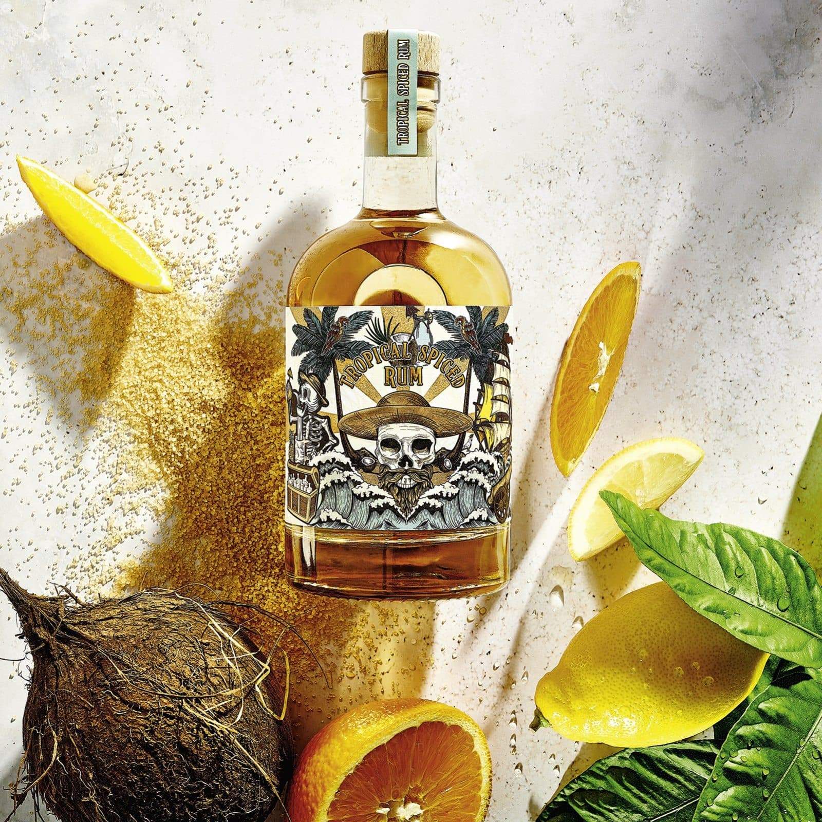 Tropical Spiced Rum dargestellt mit Aromen
