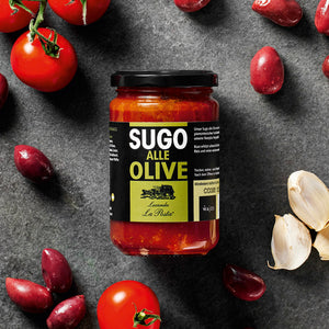 Sugo alle Olive dargestellt mit Aromen