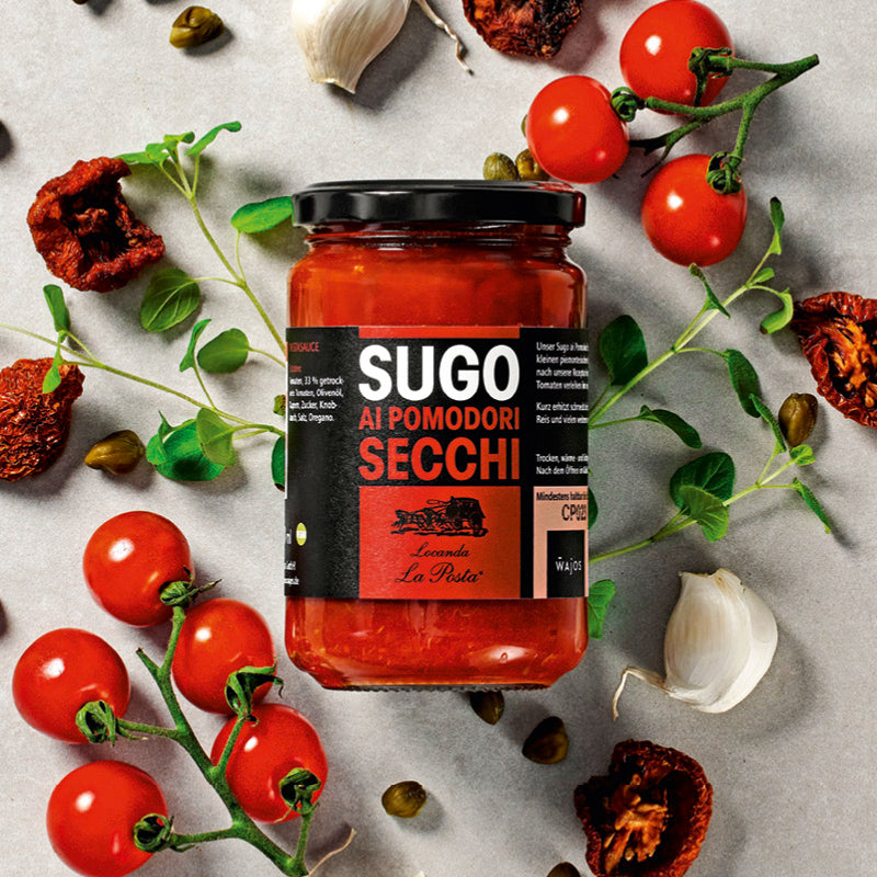Sugo ai Pomodori Secchi dargestellt mit Aromen