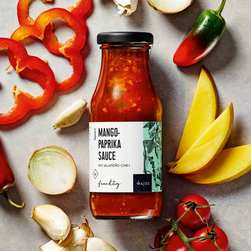 Mango-Paprika Sauce dargestellt mit Aromen