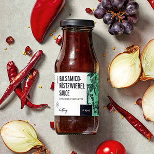 Balsamico Röstzwiebel Sauce dargestellt mit Aromen