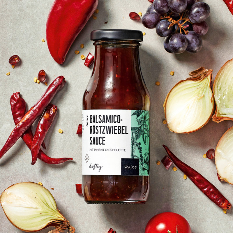 Balsamico Röstzwiebel Sauce dargestellt mit Aromen