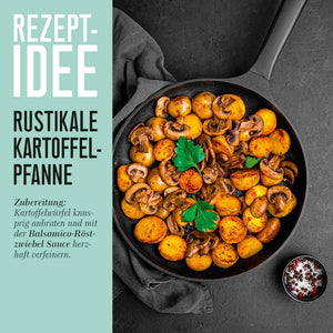 Balsamico Röstzwiebel Sauce Rezeptidee rustikale Kartoffelpfanne