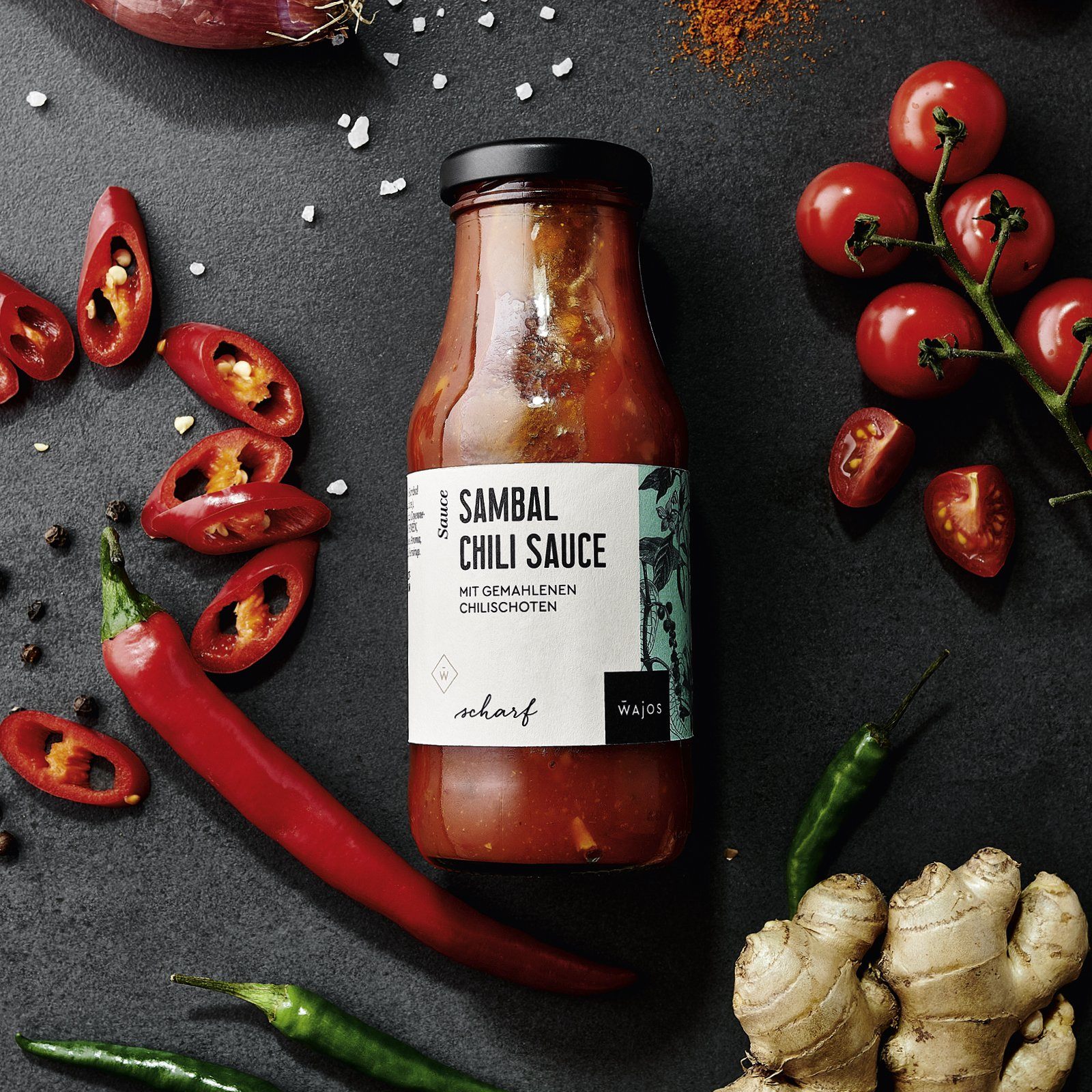 Sambal Chili Sauce dargestellt mit Aromen
