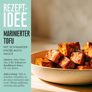 Schwarzer Knoblauch Sauce Rezeptidee marinierter Tofu