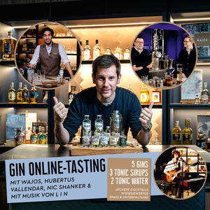 Produkte Gin Tasting Set und Bilder von beteiligten Personen