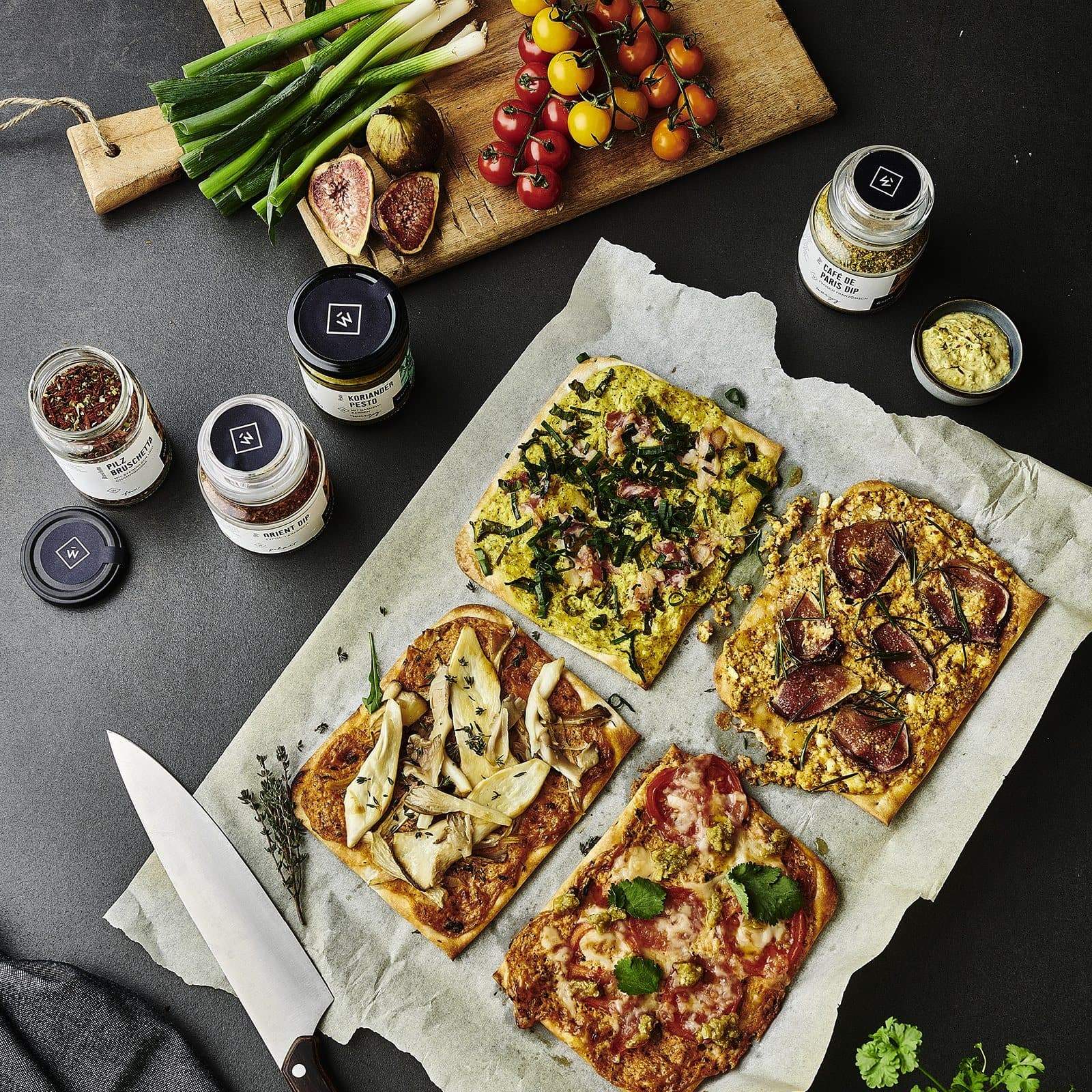 Verschiedene Flammkuchen-Sorten