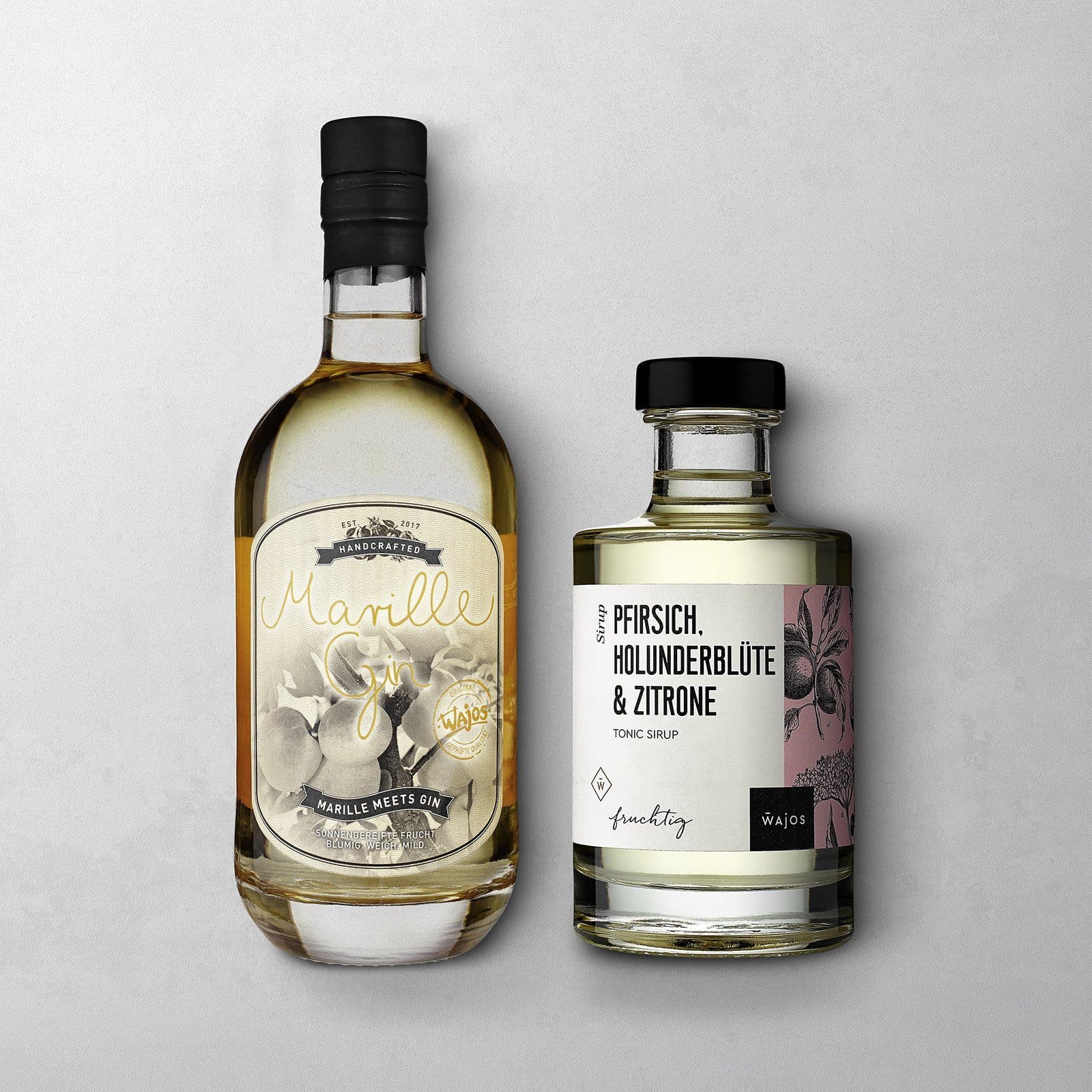 2er Set Marille Gin in 500 ml Flasche und Pfirsich