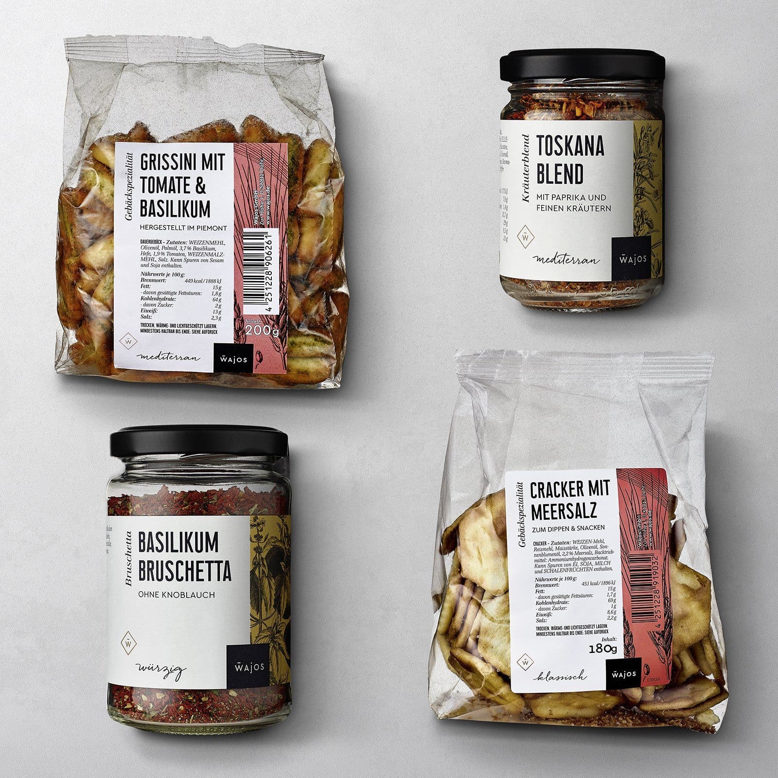 Snack Paket mit zwei Gewürzmischungen und 2 Grissini-Packungen