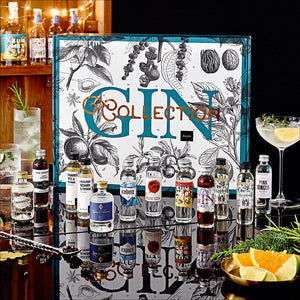 Wajos Adventskalender Gin - Gin in 40 ml Flaschen und schöner Karton weiß/blau/gold