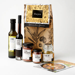 Geschenkset Spanische Spezialitäten stehend - 5 Produkte Geschenktüte und Rezeptflyer