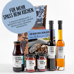 Geschenkset für Männer stehend - 5 Produkte Geschenktüte und Rezeptflyer