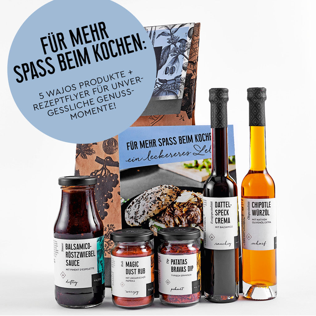 Geschenkset für Männer stehend - 5 Produkte Geschenktüte und Rezeptflyer