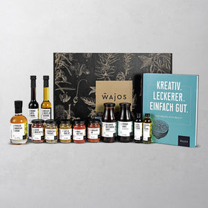 Kochbuch Box - Geschenkbox mit Kochbuch und 12 Produkten