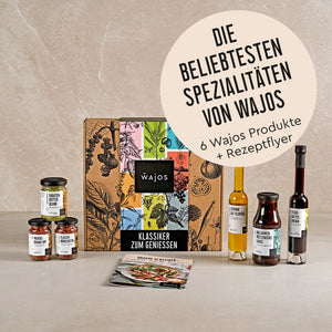 Wajos Geschenkset Klassiker mit Produkten stehend