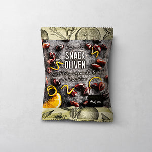 Snack Oliven Kalamata mit Orangenschale & Kräutern in 70 g Packung