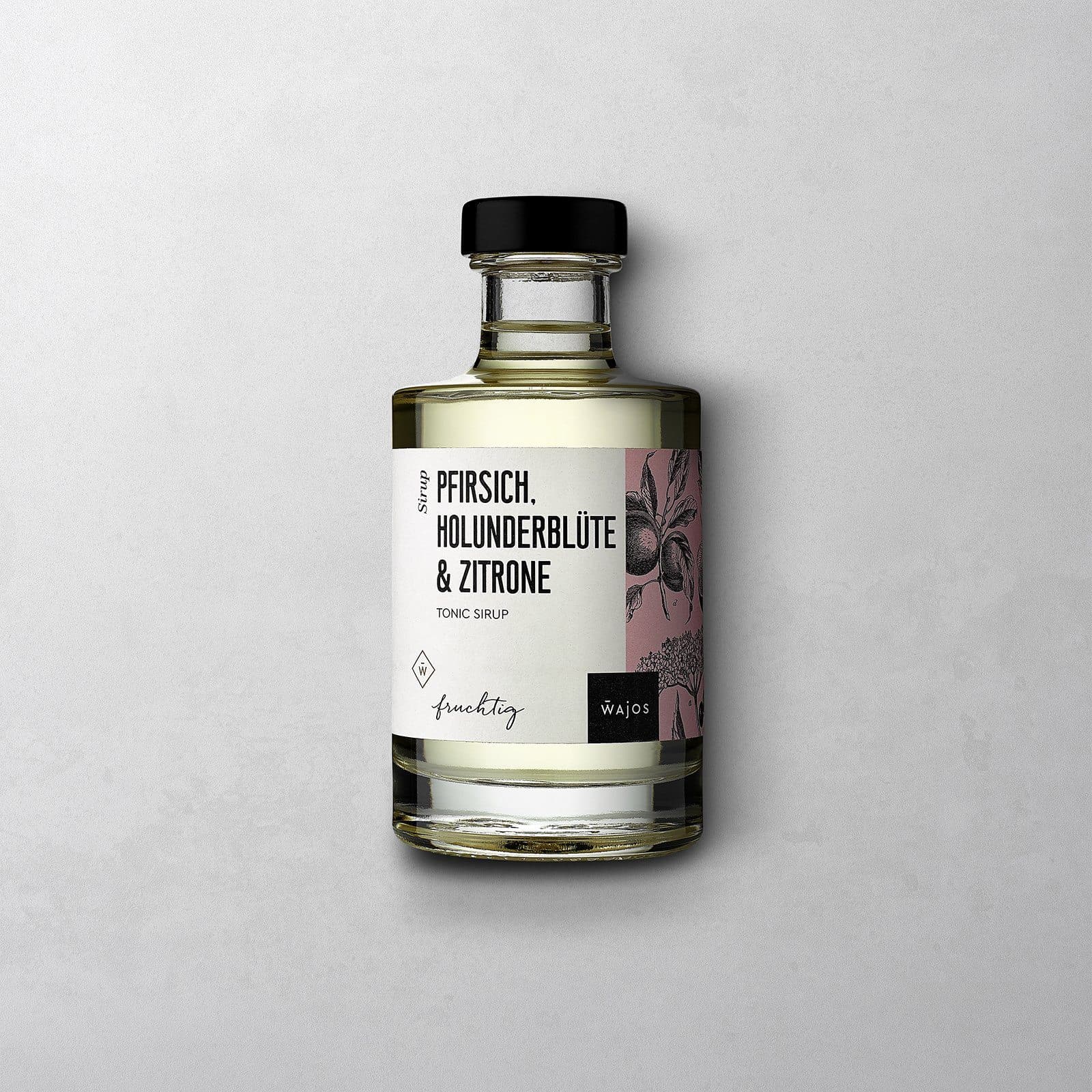 Pfirsich, Holunderblüte & Zitrone Tonic Sirup in 200 ml Flasche