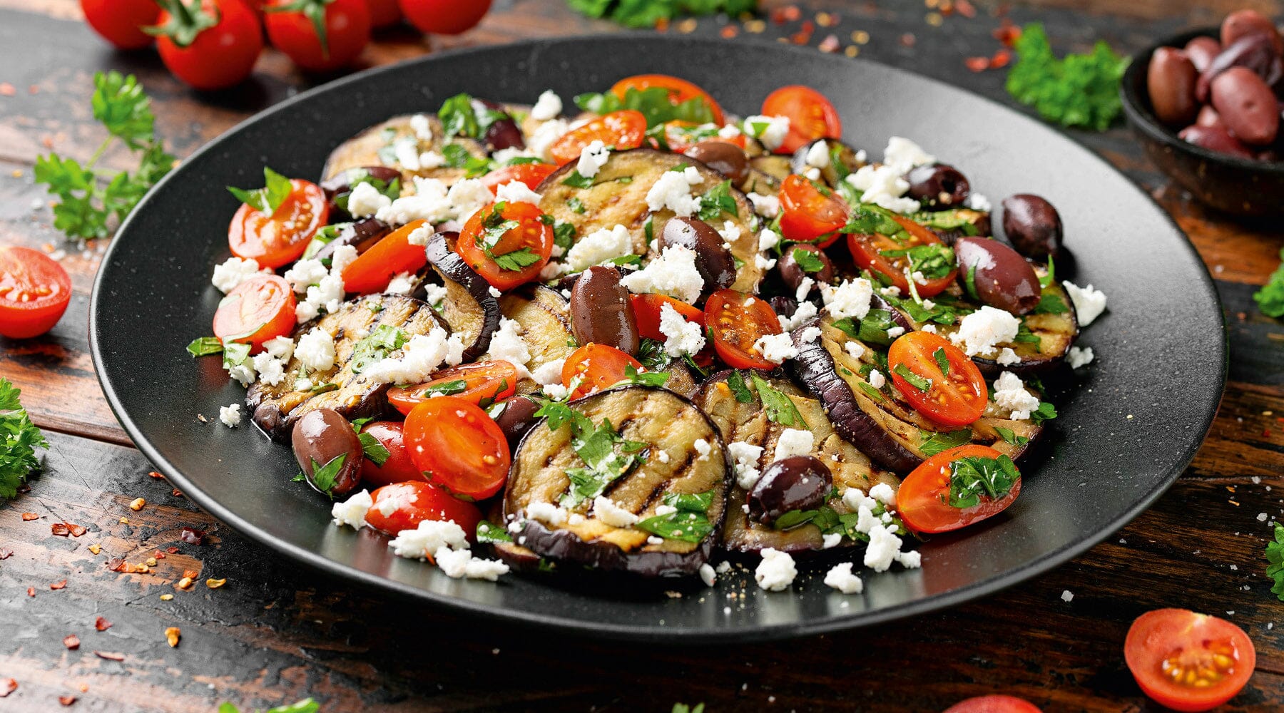 Auberginensalat mit gegrillter Aubergine Auberginensalat mit gegrillter Aubergine