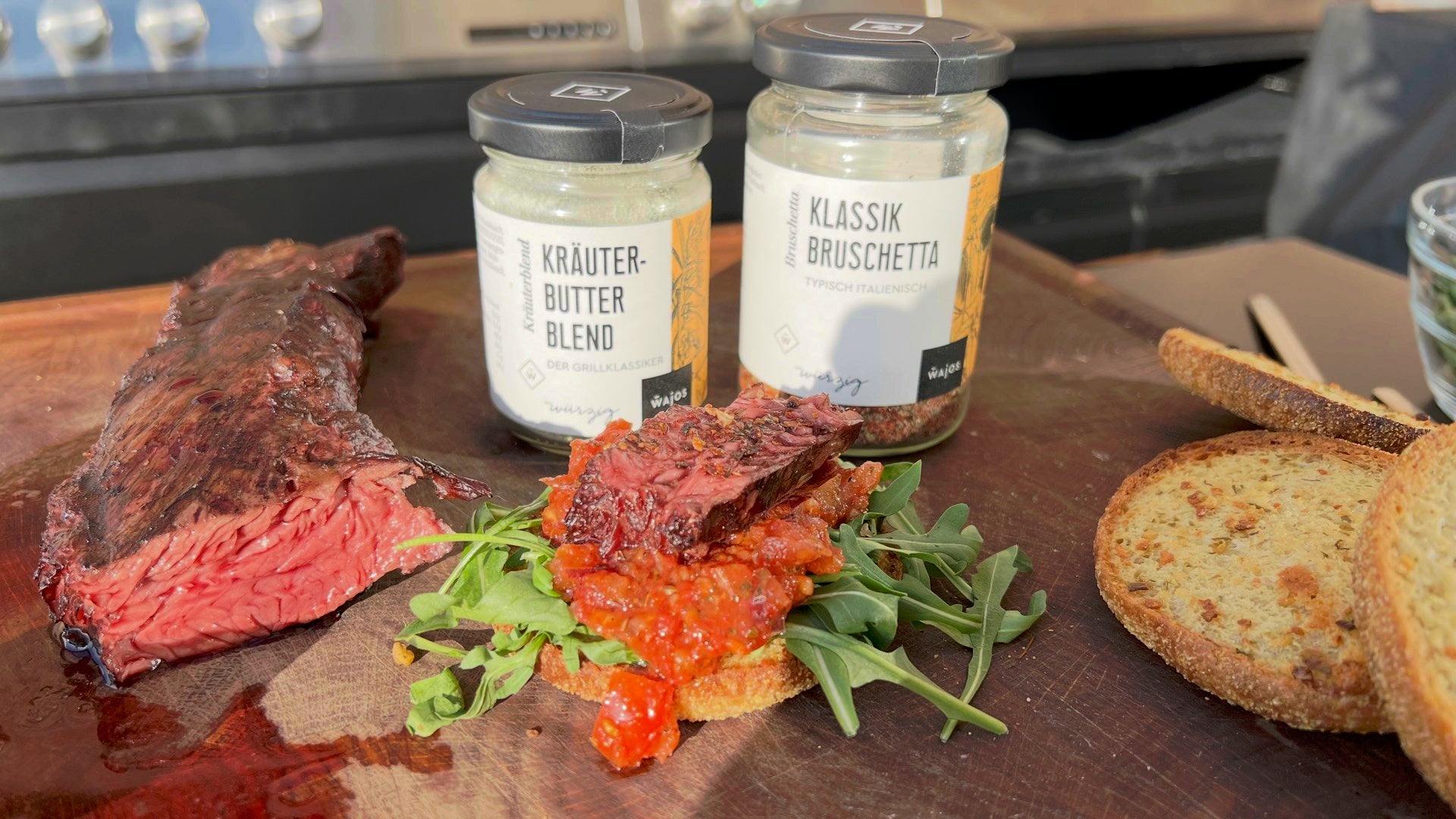 Steak mit knuspriger Toastie Bruschetta vom Grill