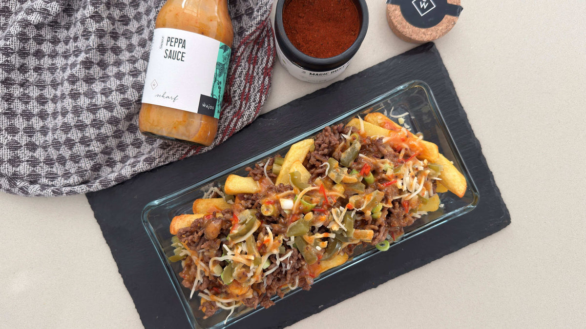 Loaded Fries: Streetfood Rezept mit Hackfleisch & Peppa Sauce