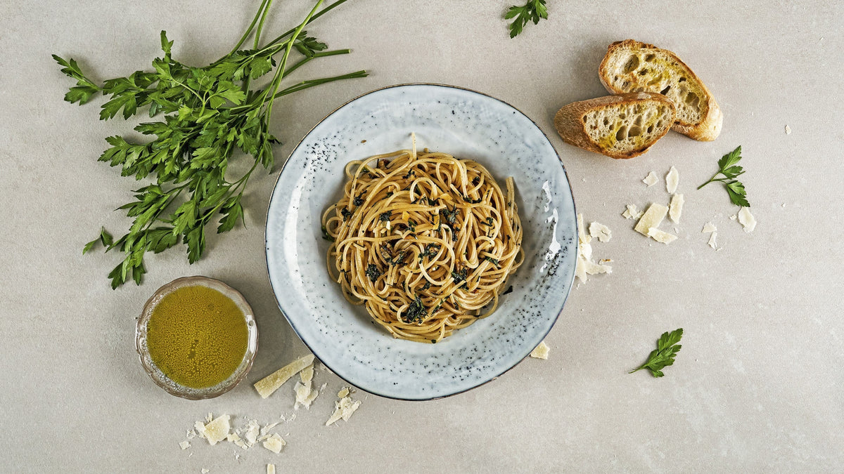 Spaghetti mit Knoblauch-Honig Sauce