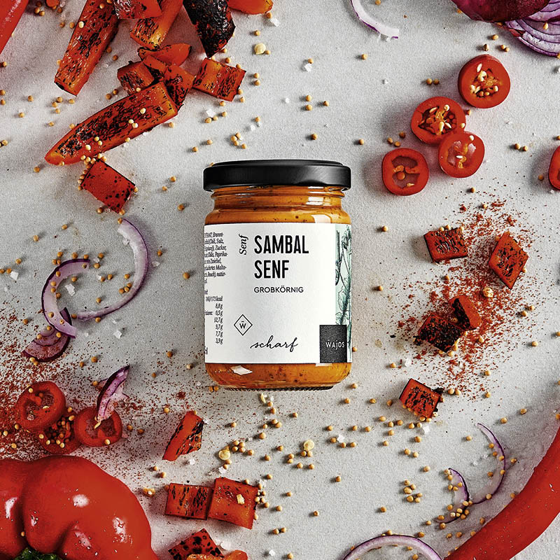 Sambal Senf dargestellt mit Aromen