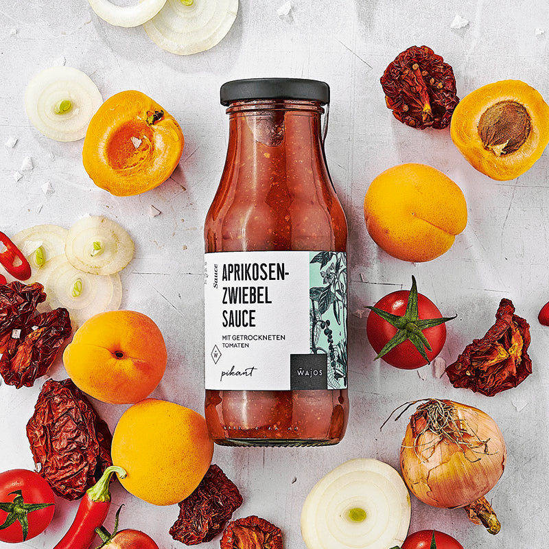 Aprikosen-Zwiebel Sauce in 245 ml Glas