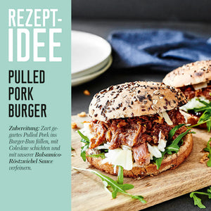 Balsamico Röstzwiebel Sauce Rezeptidee Pulled Pork Burger