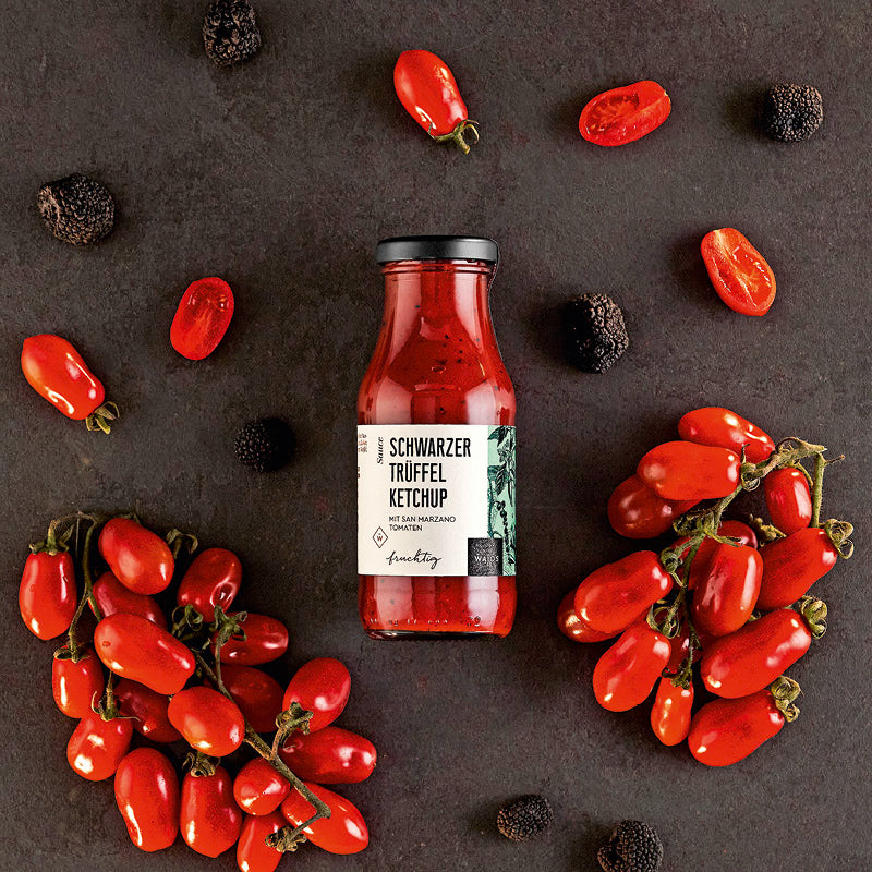 Wajos Schwarzer Trüffel Ketchup dargestellt mit Aromen