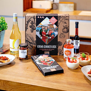 Wajos Krimi Dinner Box Mit Gerichten und Produkten