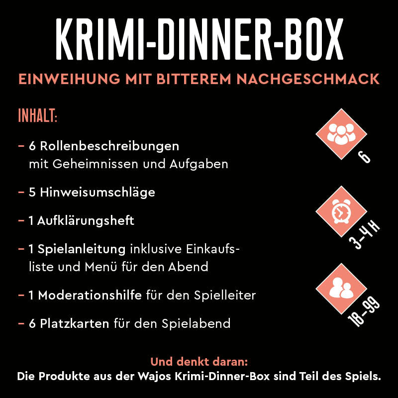 Wajos Krimi Dinner Box Inhaltsübersicht