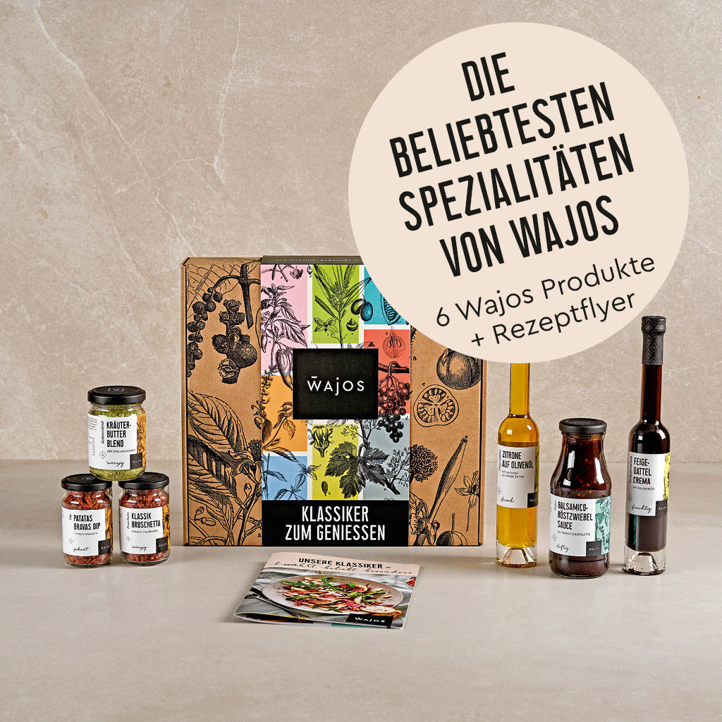 Wajos Geschenkset Klassiker mit Produkten stehend