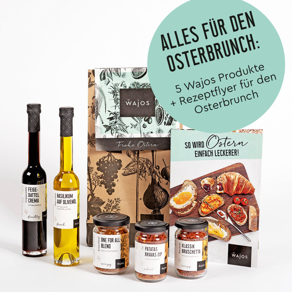 Geschenkset Ostern Produkte stehend mit Flyer