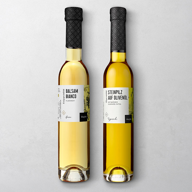 Dressing-Duo Freisteller Balsam Bianco & Steinpilz auf Olivenöl 