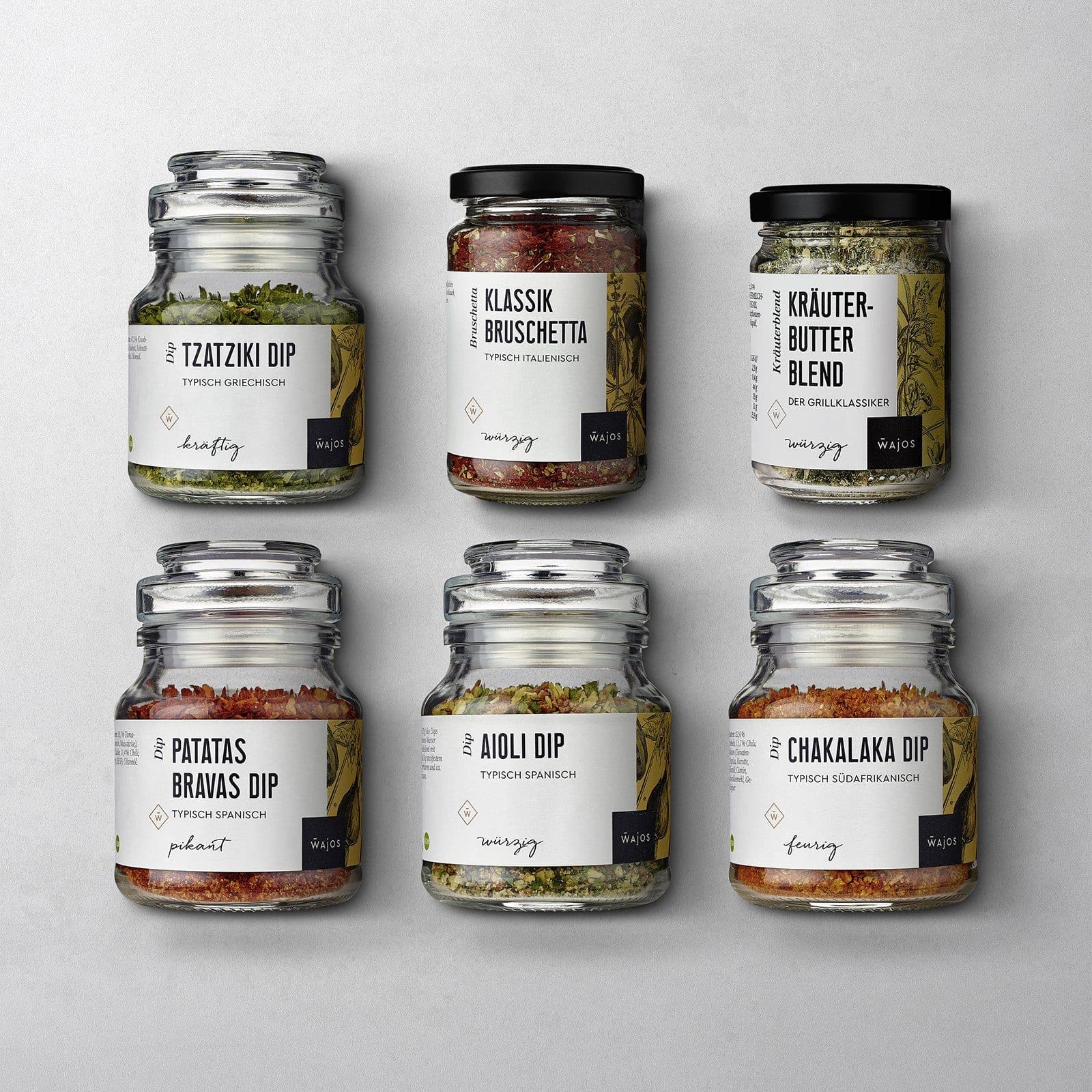 6er Set Gewürzmischungen mit Dips, Bruschetta und Kräuterblend